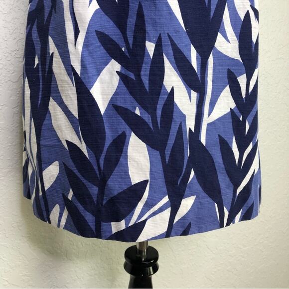 Boden blue and white leaf print sleeveless sheath dress size 8 Petite - Picture 3 of 14